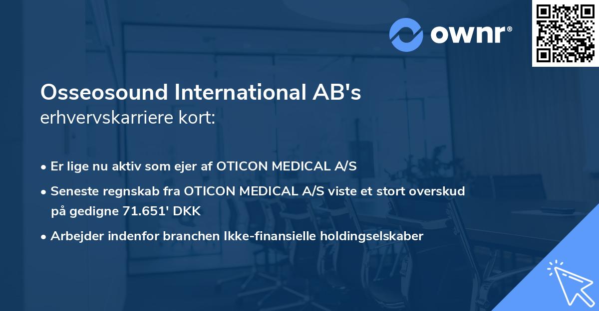 Osseosound International AB's erhvervskarriere kort