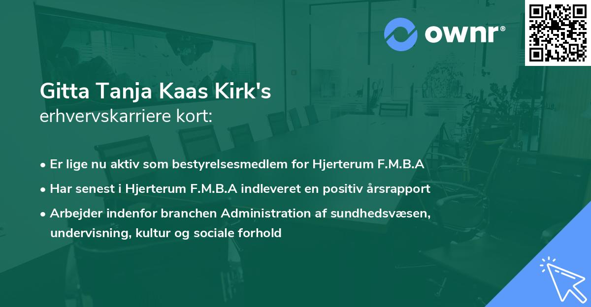 Gitta Tanja Kaas Kirk's erhvervskarriere kort