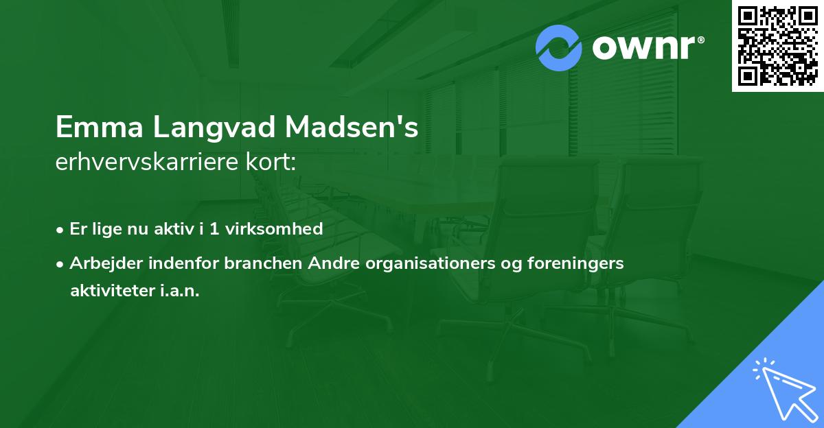 Emma Langvad Madsen's erhvervskarriere kort