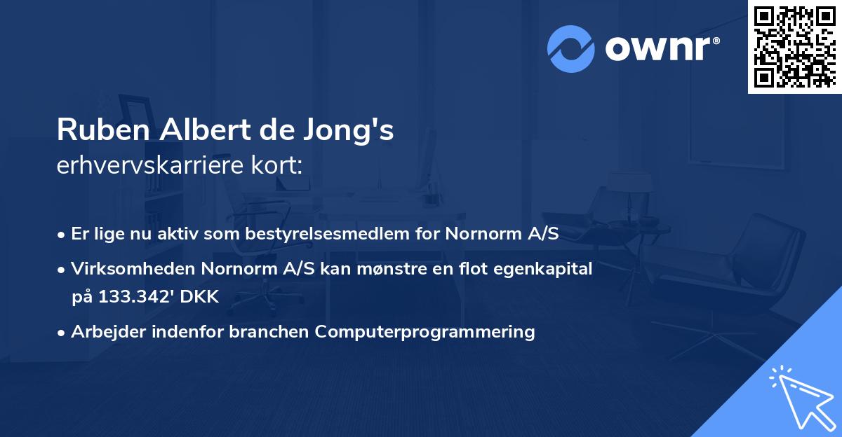 Ruben Albert de Jong's erhvervskarriere kort