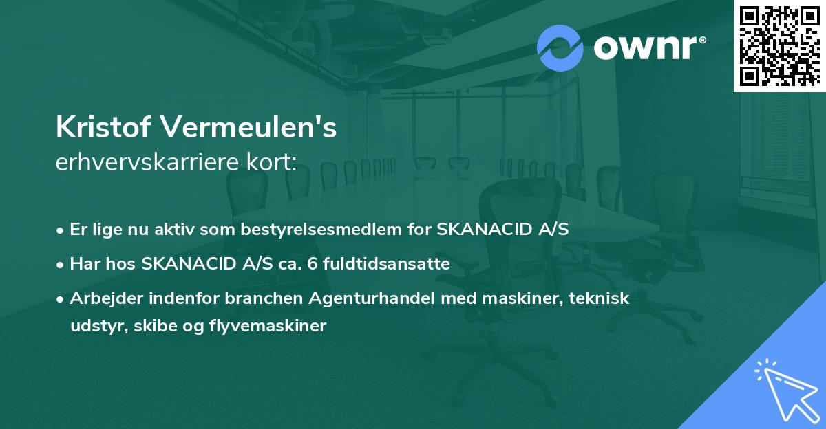 Kristof Vermeulen's erhvervskarriere kort