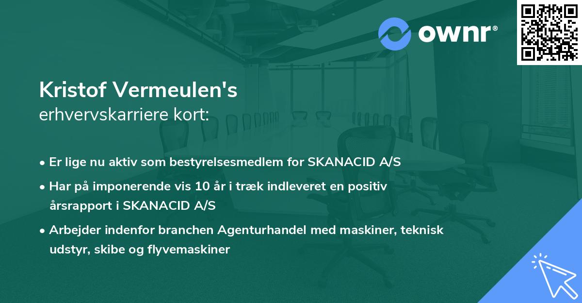 Kristof Vermeulen's erhvervskarriere kort