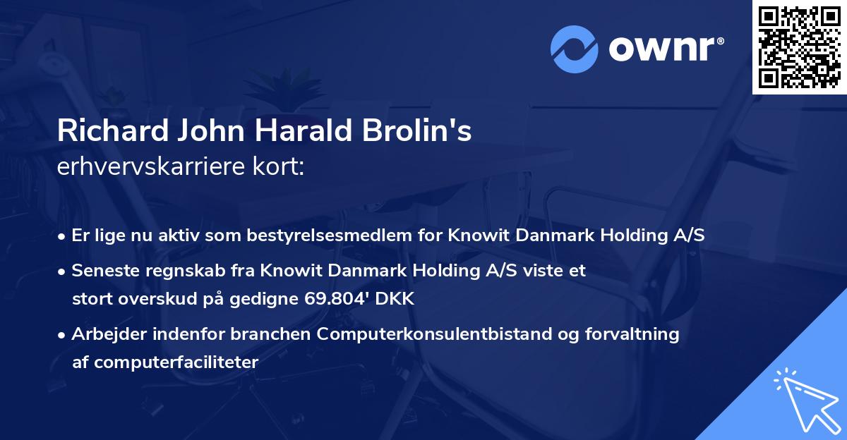Richard John Harald Brolin's erhvervskarriere kort