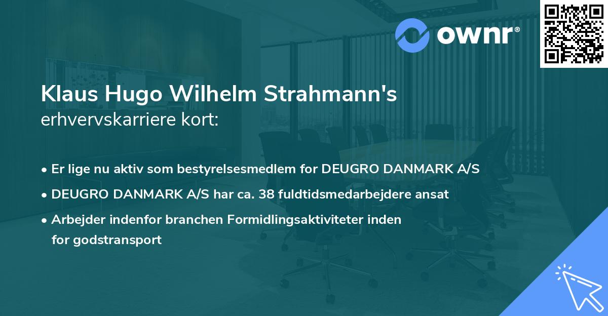 Klaus Hugo Wilhelm Strahmann's erhvervskarriere kort
