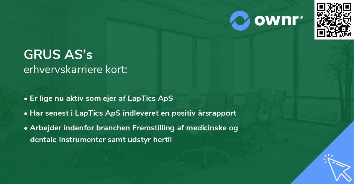 GRUS AS's erhvervskarriere kort