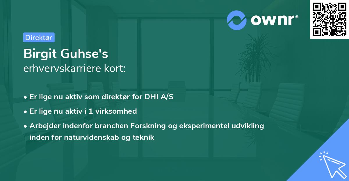 Birgit Guhse's erhvervskarriere kort