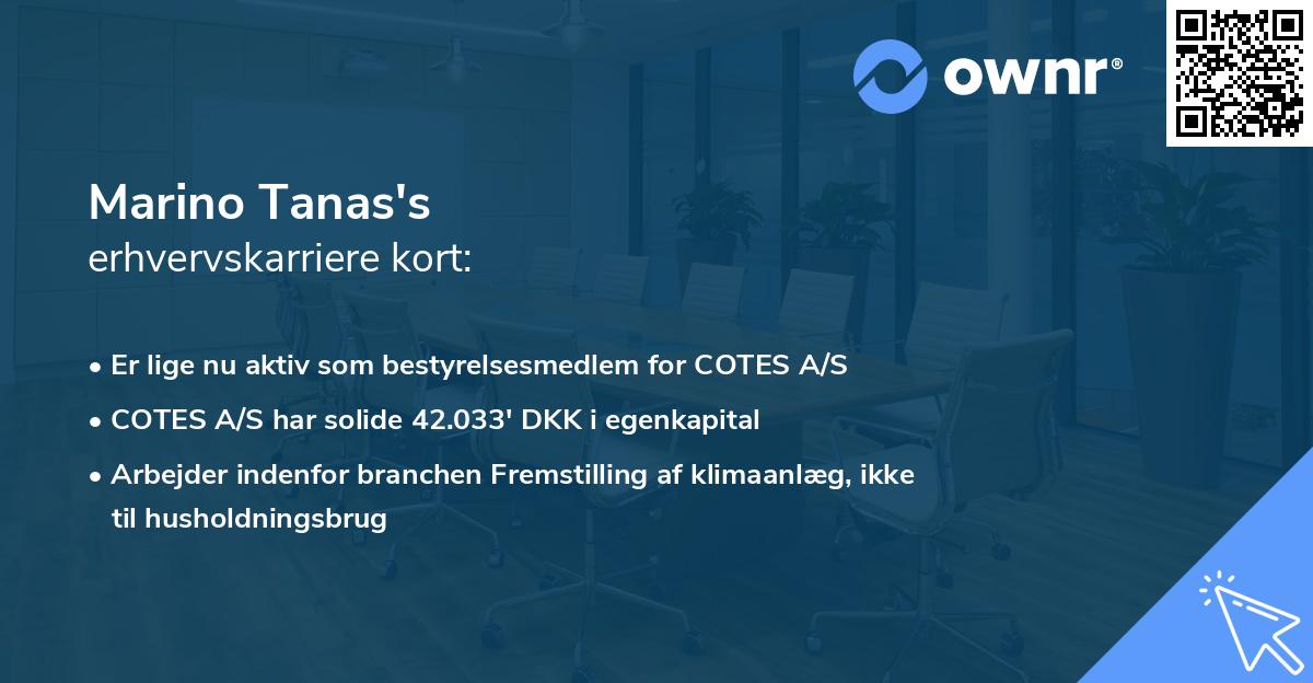 Marino Tanas's erhvervskarriere kort