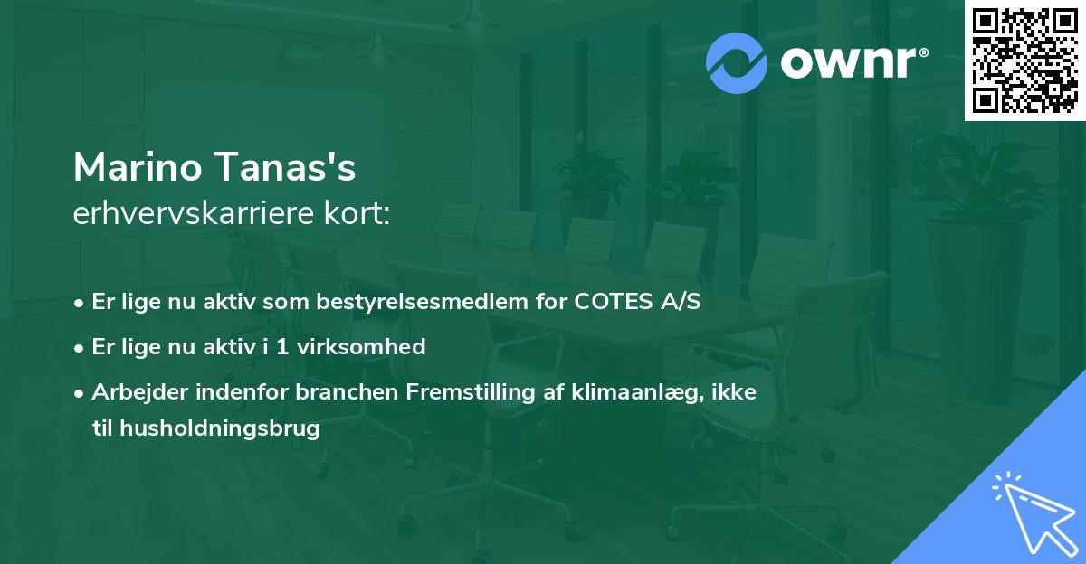 Marino Tanas's erhvervskarriere kort