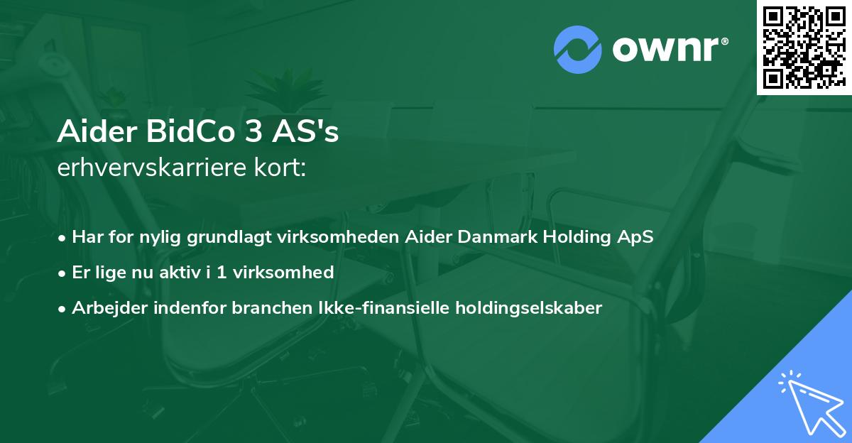 Aider BidCo 3 AS's erhvervskarriere kort