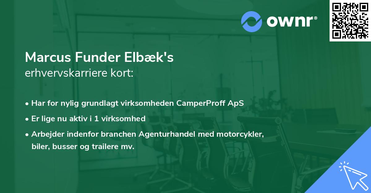 Marcus Funder Elbæk's erhvervskarriere kort