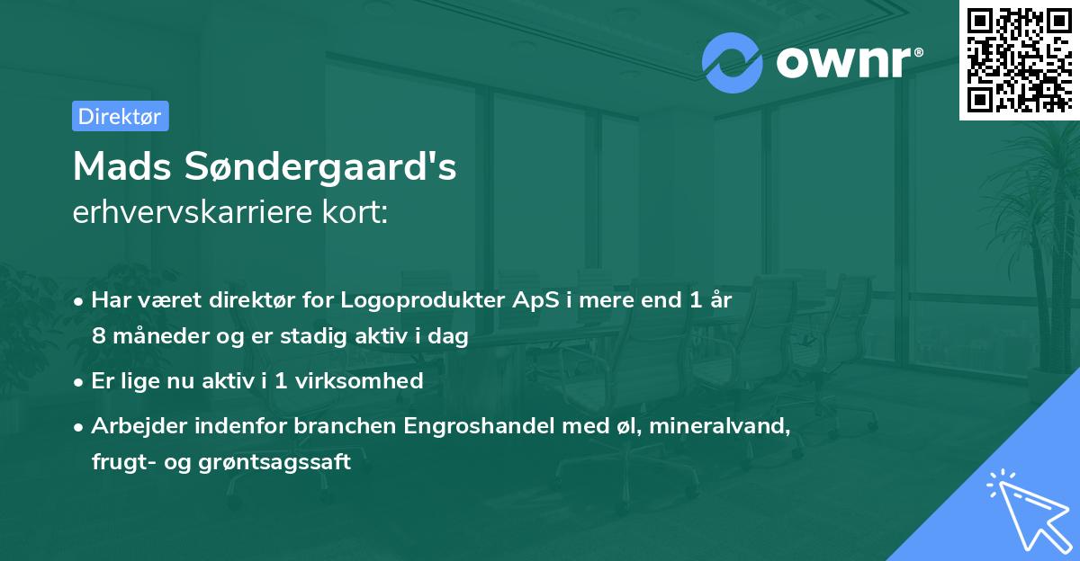 Mads Søndergaard's erhvervskarriere kort