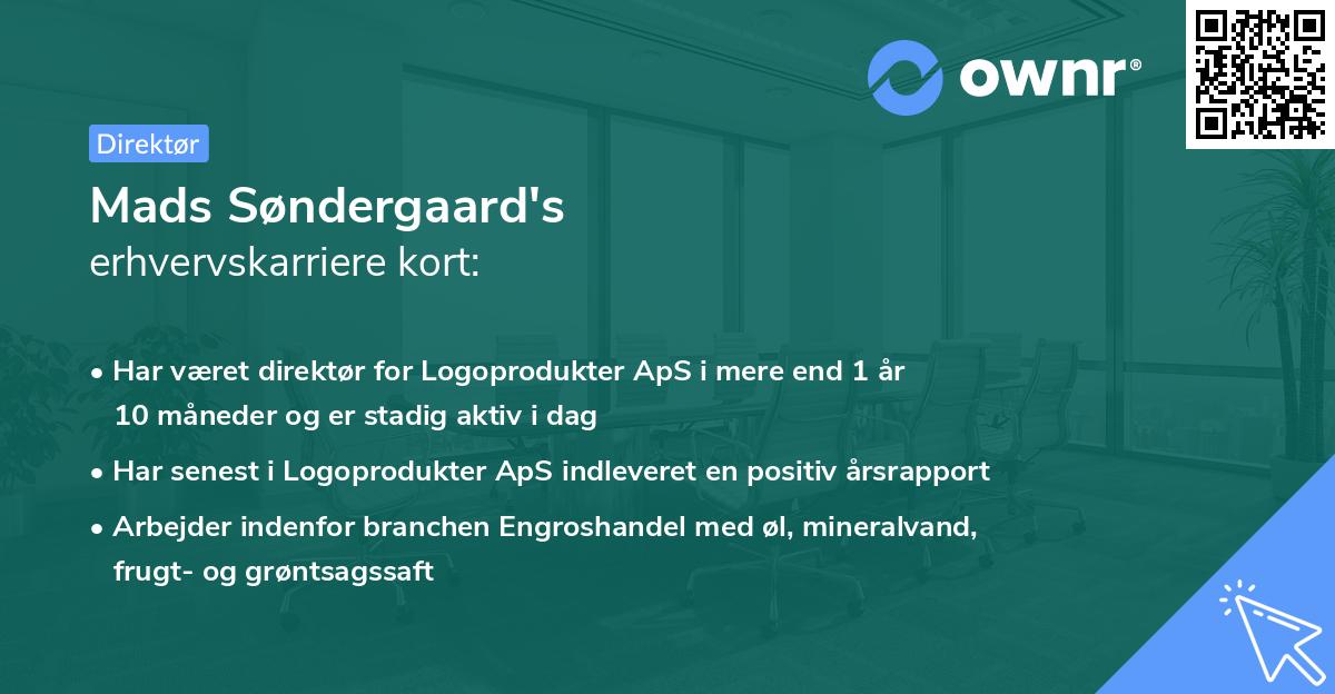 Mads Søndergaard's erhvervskarriere kort
