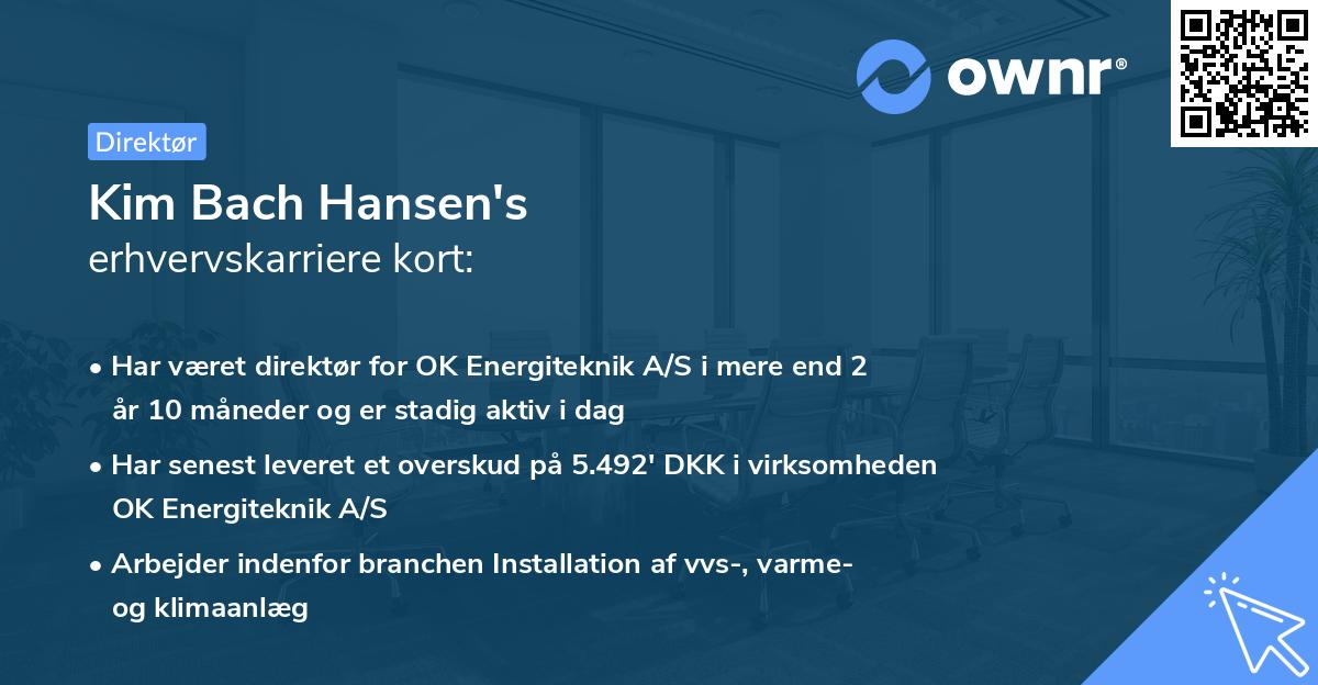 Kim Bach Hansen's erhvervskarriere kort