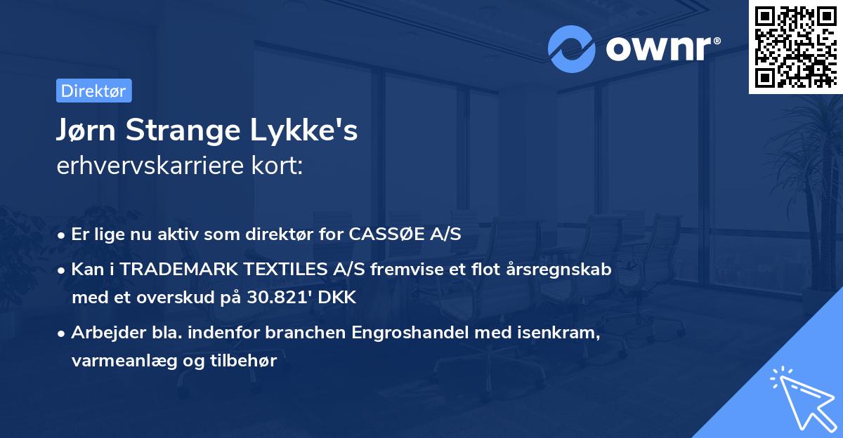 Jørn Strange Lykke's erhvervskarriere kort