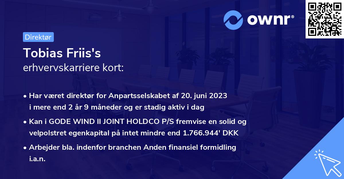 Tobias Friis's erhvervskarriere kort