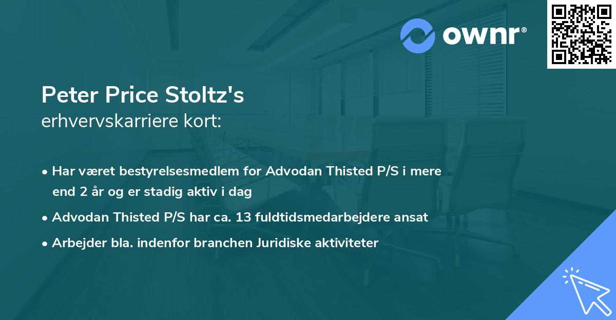 Peter Price Stoltz's erhvervskarriere kort