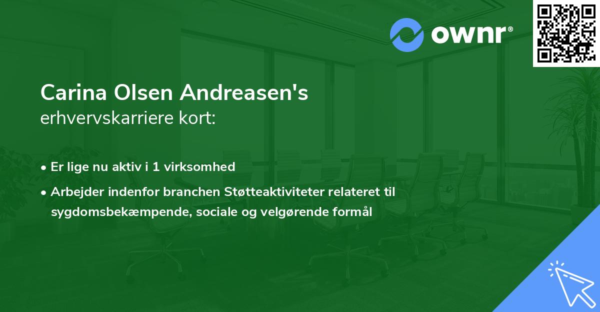 Carina Olsen Andreasen's erhvervskarriere kort