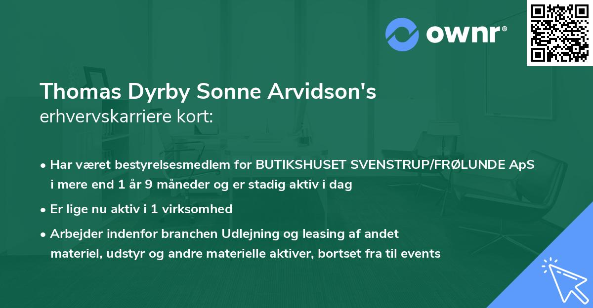Thomas Dyrby Sonne Arvidson's erhvervskarriere kort