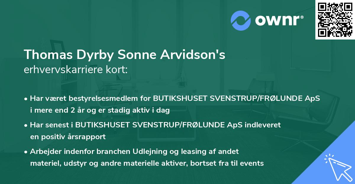 Thomas Dyrby Sonne Arvidson's erhvervskarriere kort