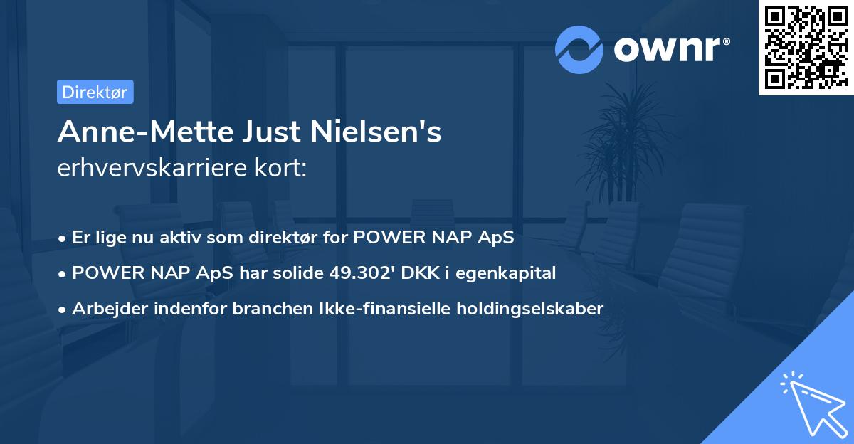 Anne-Mette Just Nielsen's erhvervskarriere kort