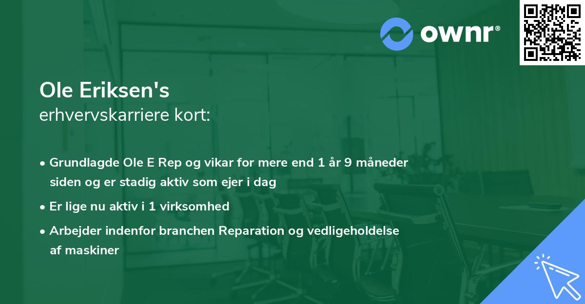 Ole Eriksen's erhvervskarriere kort