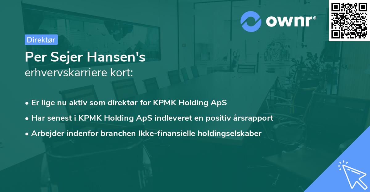 Per Sejer Hansen's erhvervskarriere kort