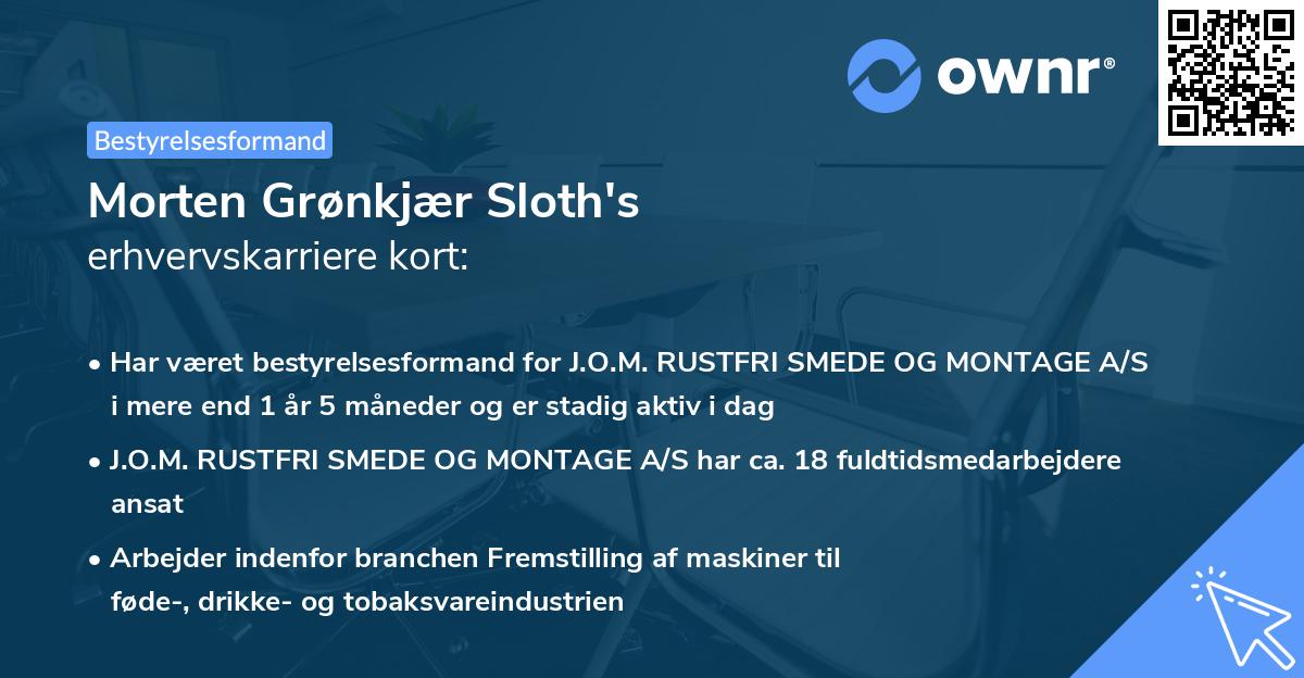 Morten Grønkjær Sloth's erhvervskarriere kort
