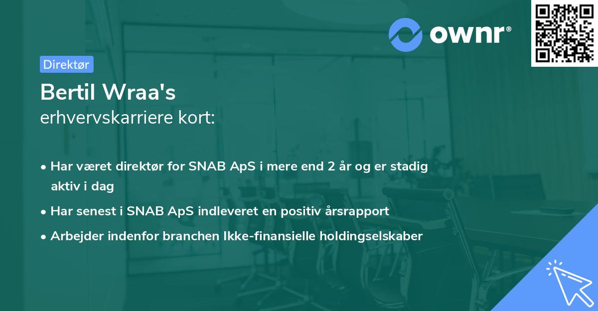 Bertil Wraa's erhvervskarriere kort