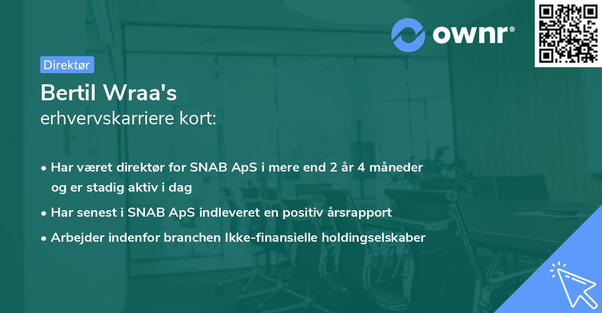 Bertil Wraa's erhvervskarriere kort