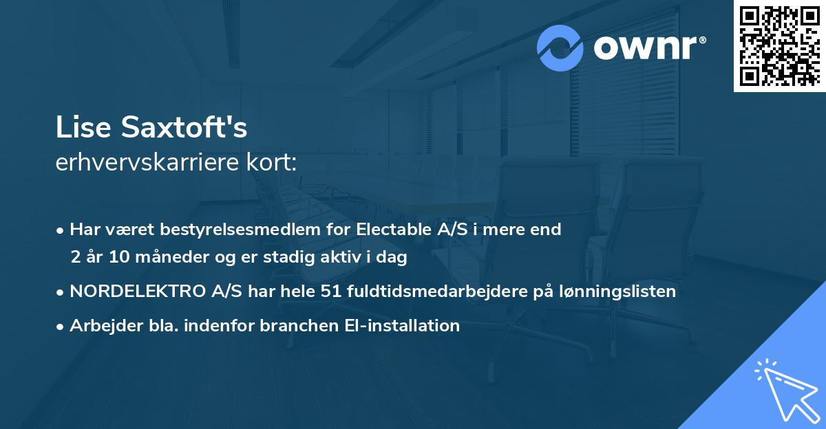 Lise Saxtoft's erhvervskarriere kort