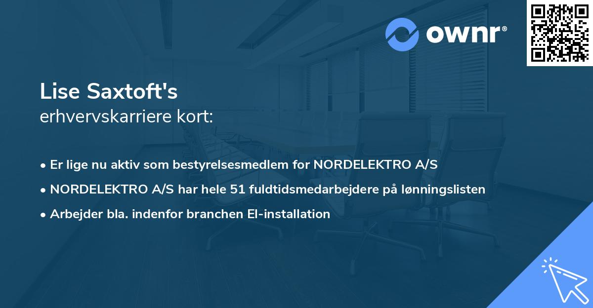 Lise Saxtoft's erhvervskarriere kort