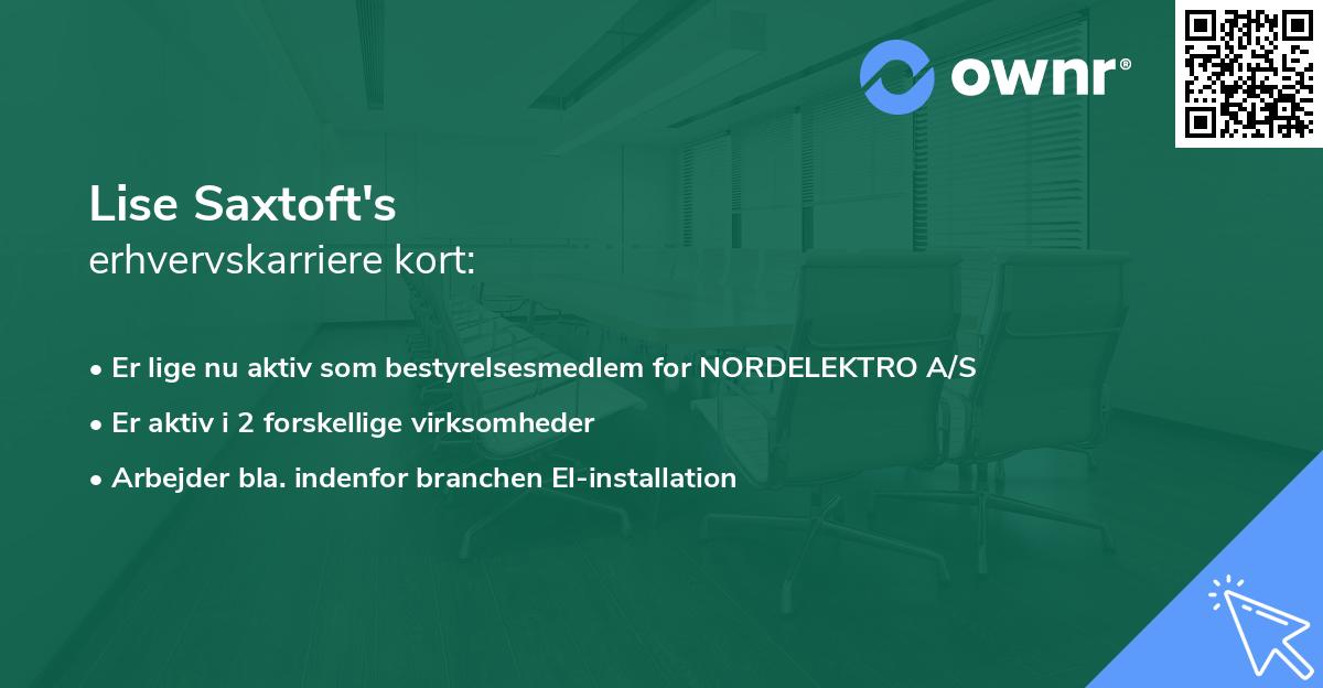 Lise Saxtoft's erhvervskarriere kort