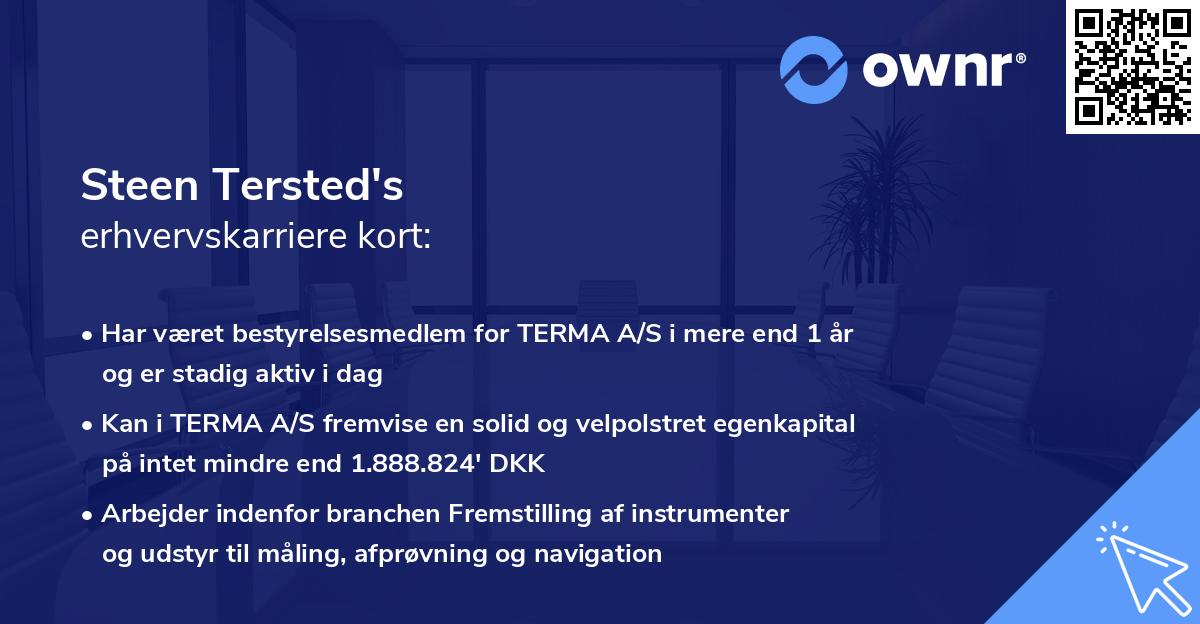 Steen Tersted's erhvervskarriere kort