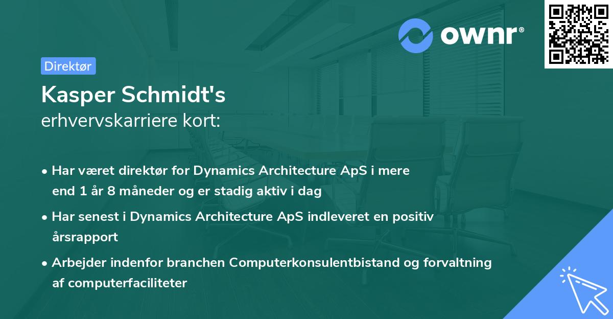 Kasper Schmidt's erhvervskarriere kort