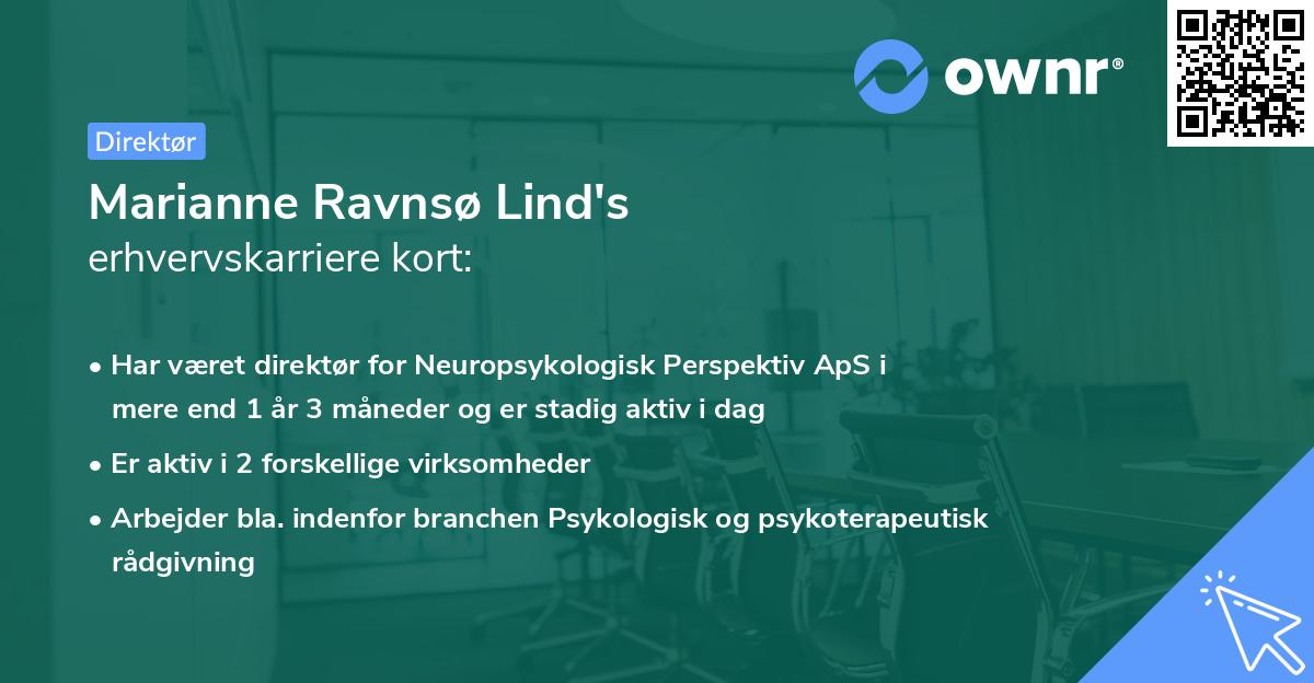 Marianne Ravnsø Lind's erhvervskarriere kort