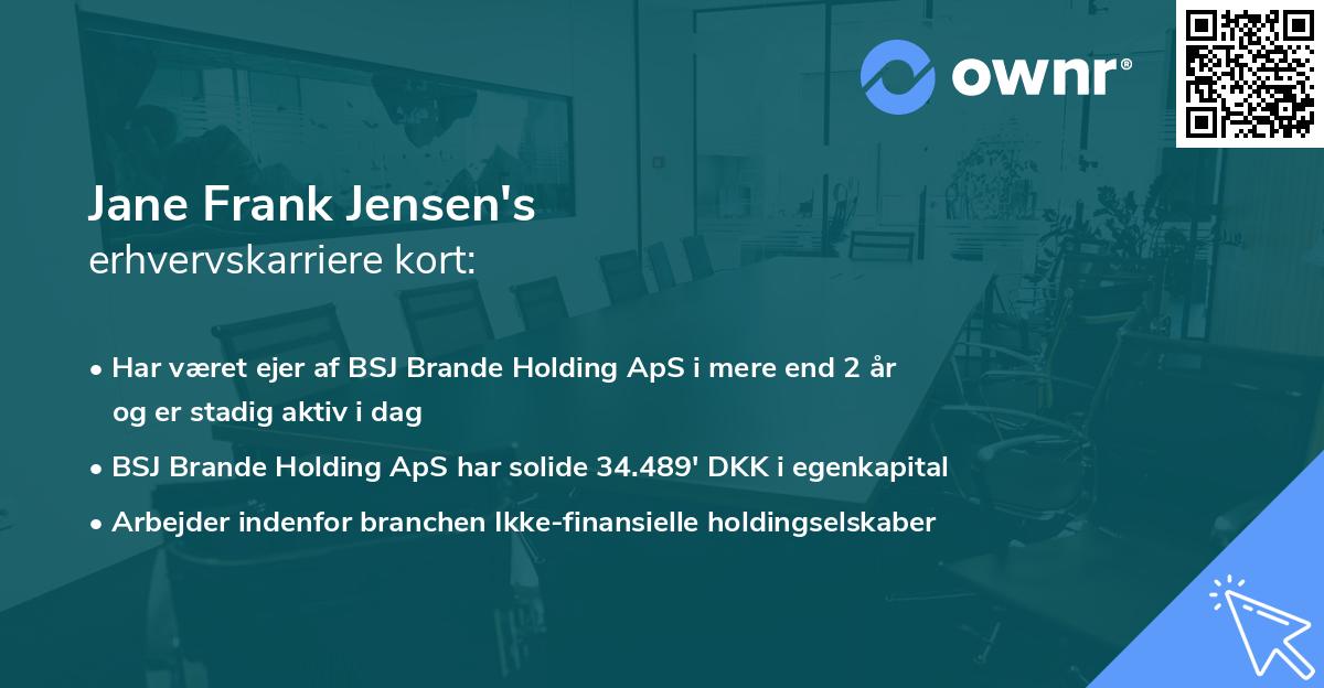 Jane Frank Jensen's erhvervskarriere kort