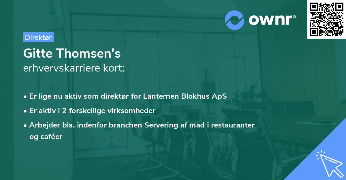 Gitte Thomsen's erhvervskarriere kort