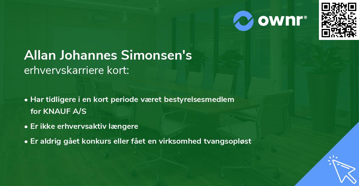Allan Johannes Simonsen's erhvervskarriere kort
