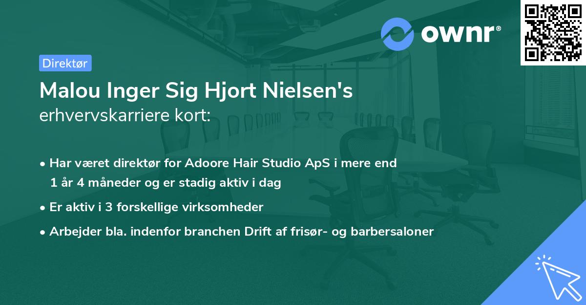 Malou Inger Sig Hjort Nielsen's erhvervskarriere kort