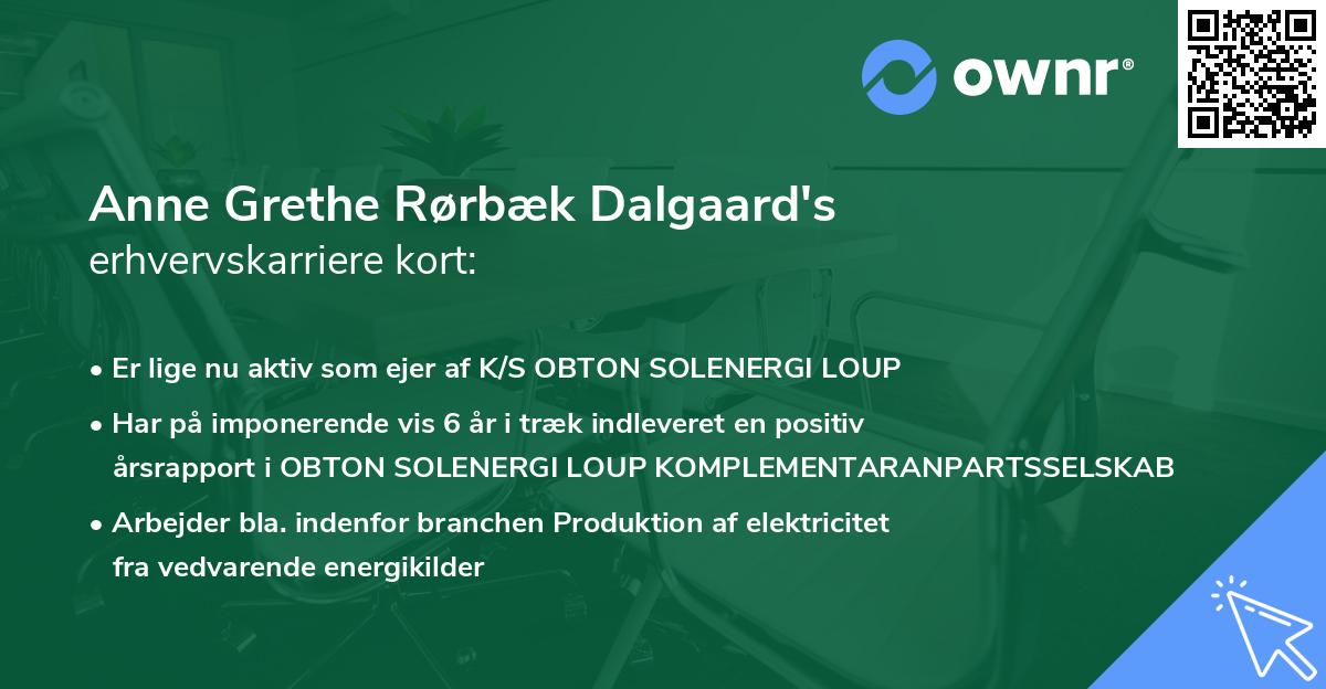 Anne Grethe Rørbæk Dalgaard's erhvervskarriere kort