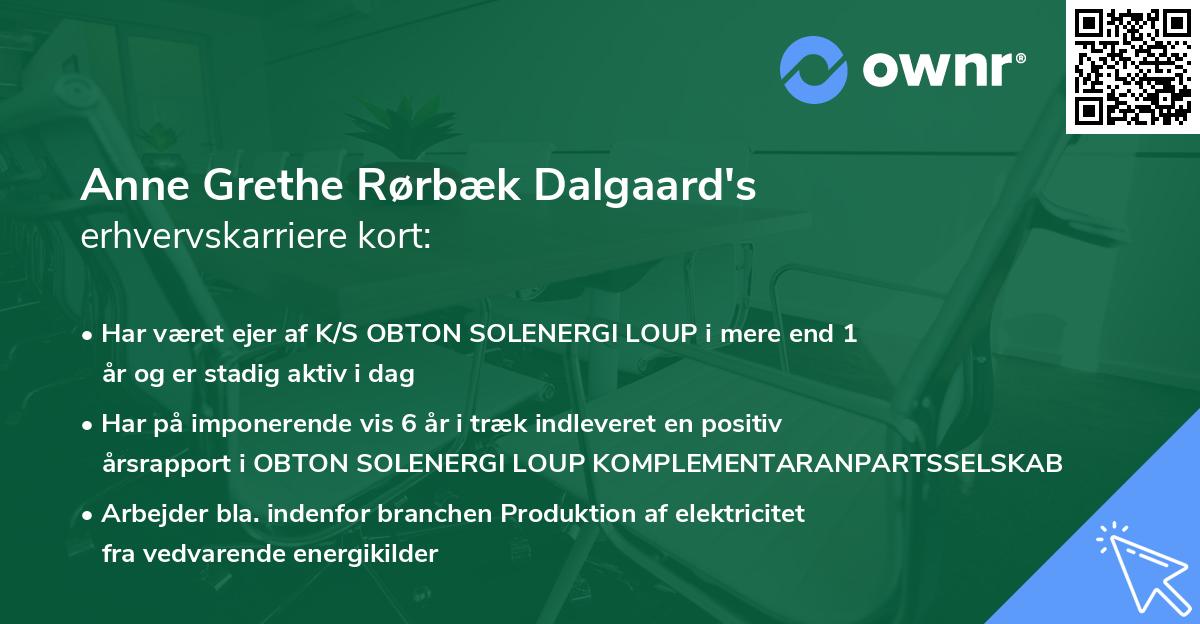 Anne Grethe Rørbæk Dalgaard's erhvervskarriere kort