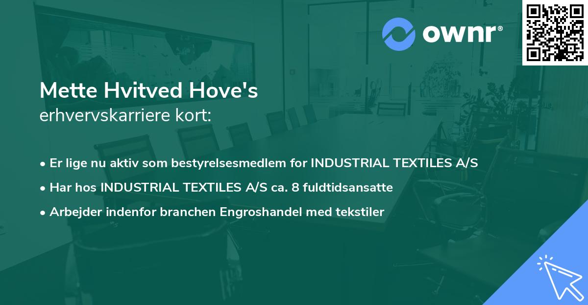 Mette Hvitved Hove's erhvervskarriere kort