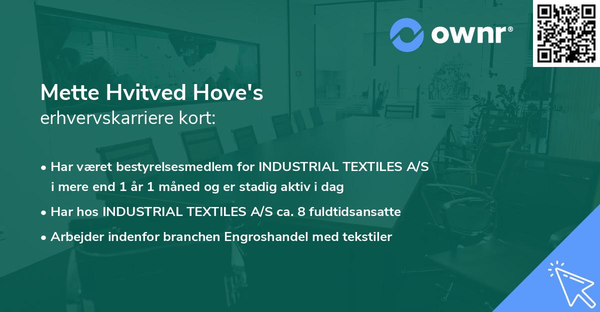 Mette Hvitved Hove's erhvervskarriere kort