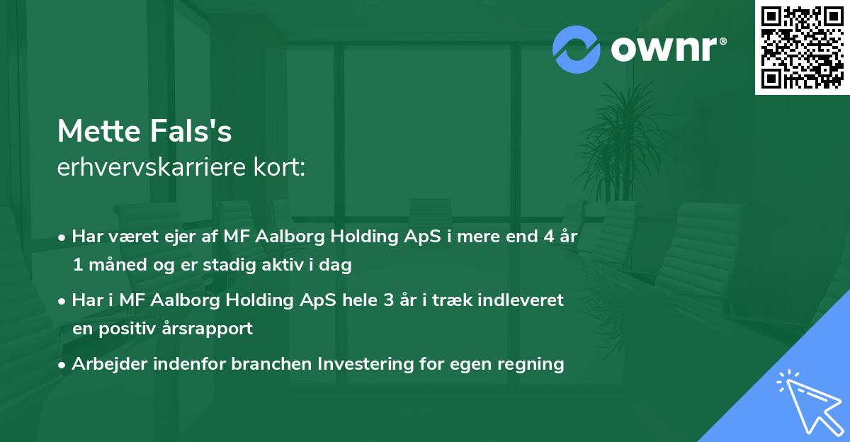 Mette Fals's erhvervskarriere kort