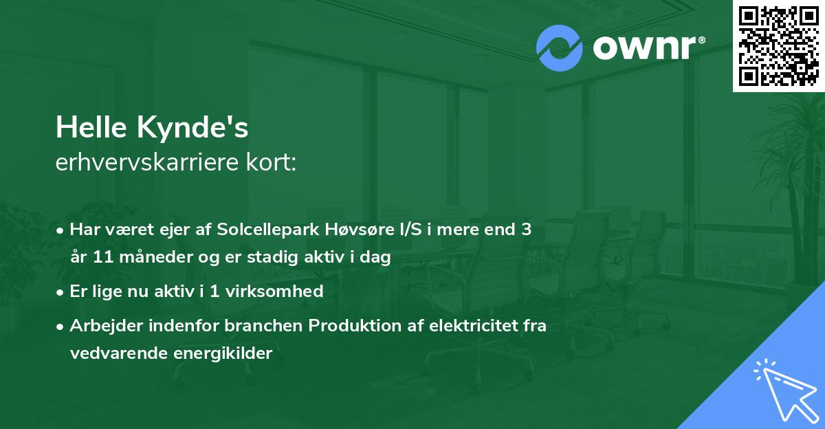 Helle Kynde's erhvervskarriere kort