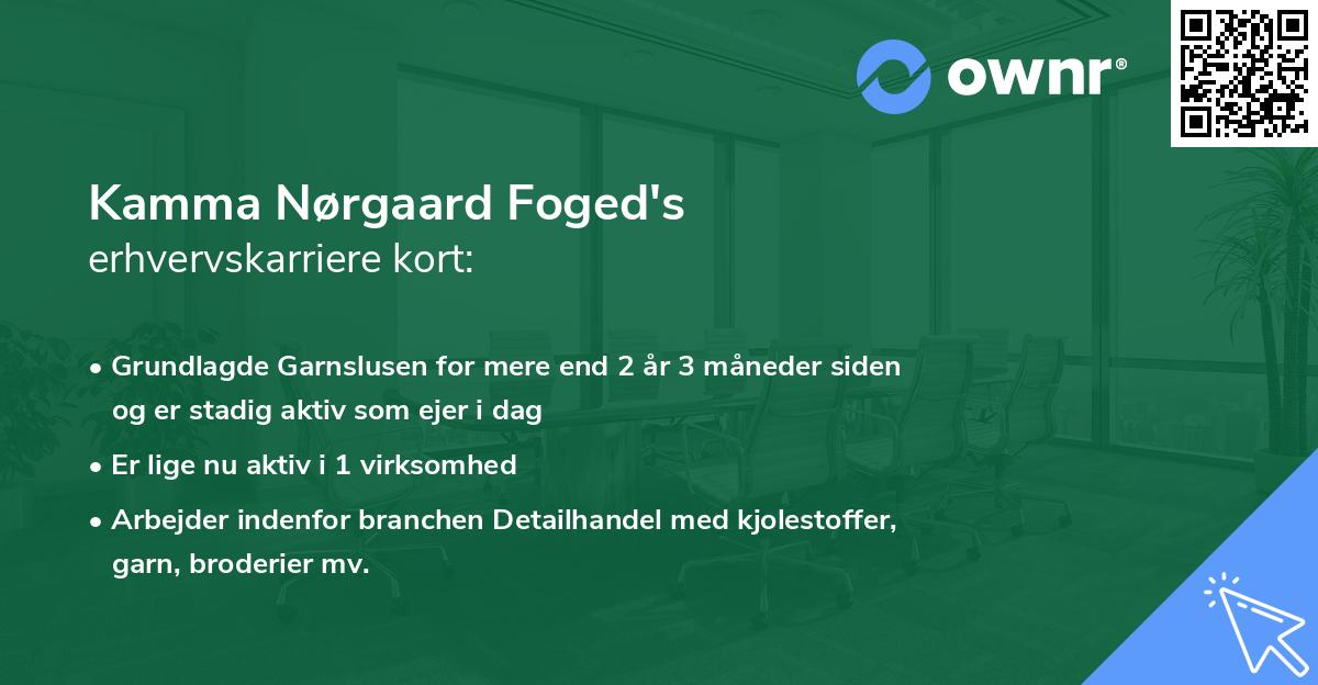 Kamma Nørgaard Foged's erhvervskarriere kort