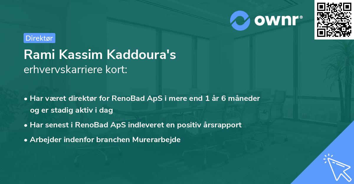 Rami Kassim Kaddoura's erhvervskarriere kort