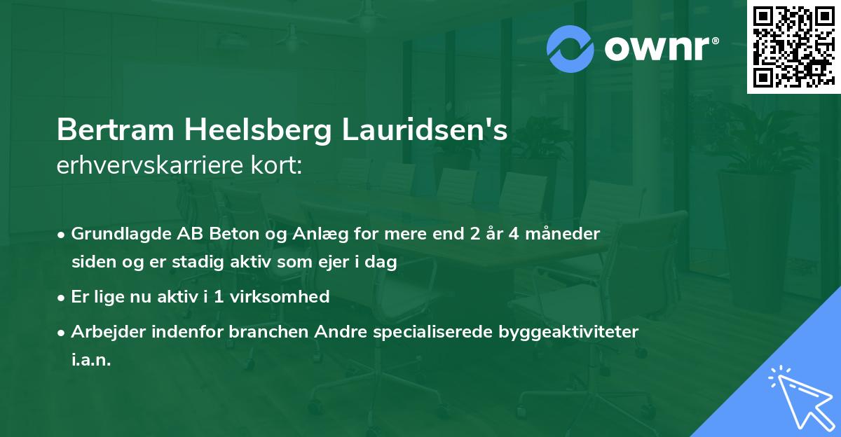 Bertram Heelsberg Lauridsen's erhvervskarriere kort