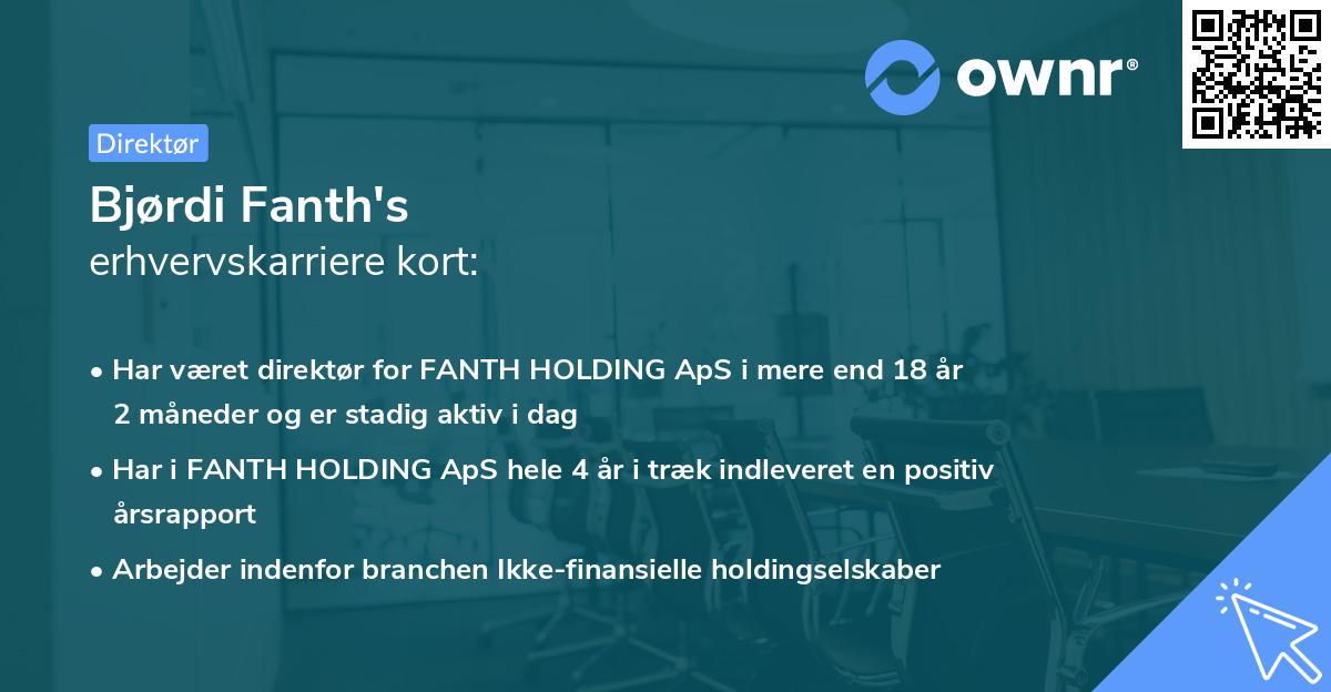 Bjørdi Fanth's erhvervskarriere kort
