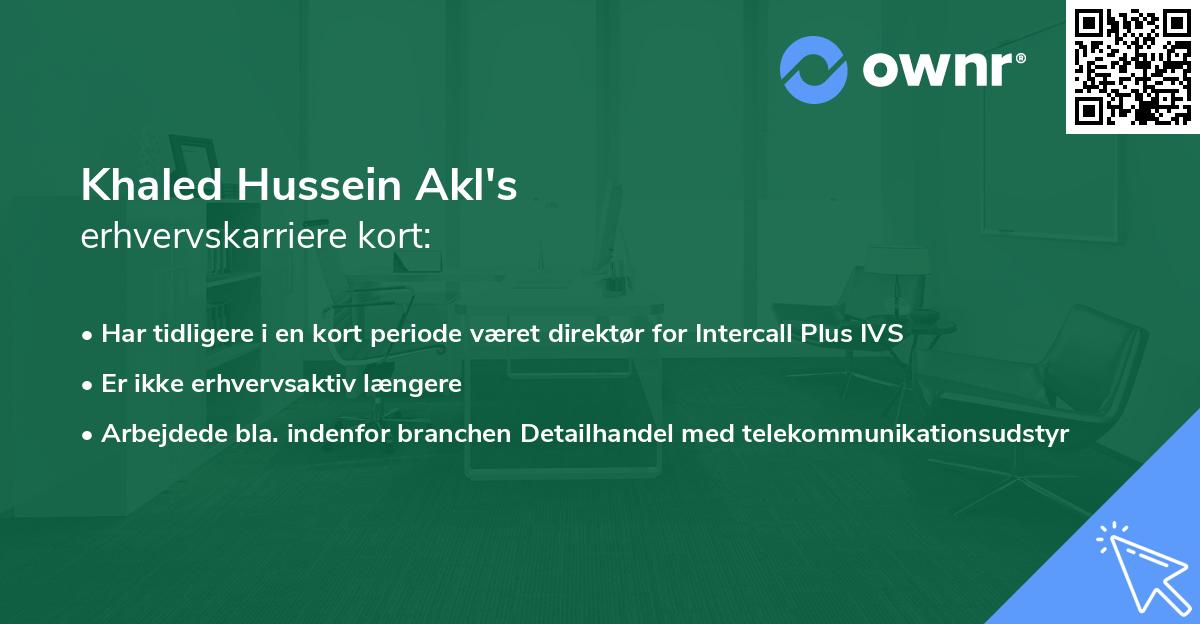 Khaled Hussein Akl's erhvervskarriere kort